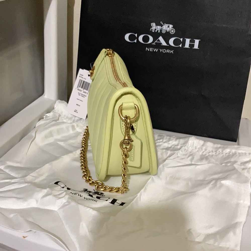 Coach quilted leather Swinger 20 B4/Pale Lime Shoulder bag - Picture 2 of 8
